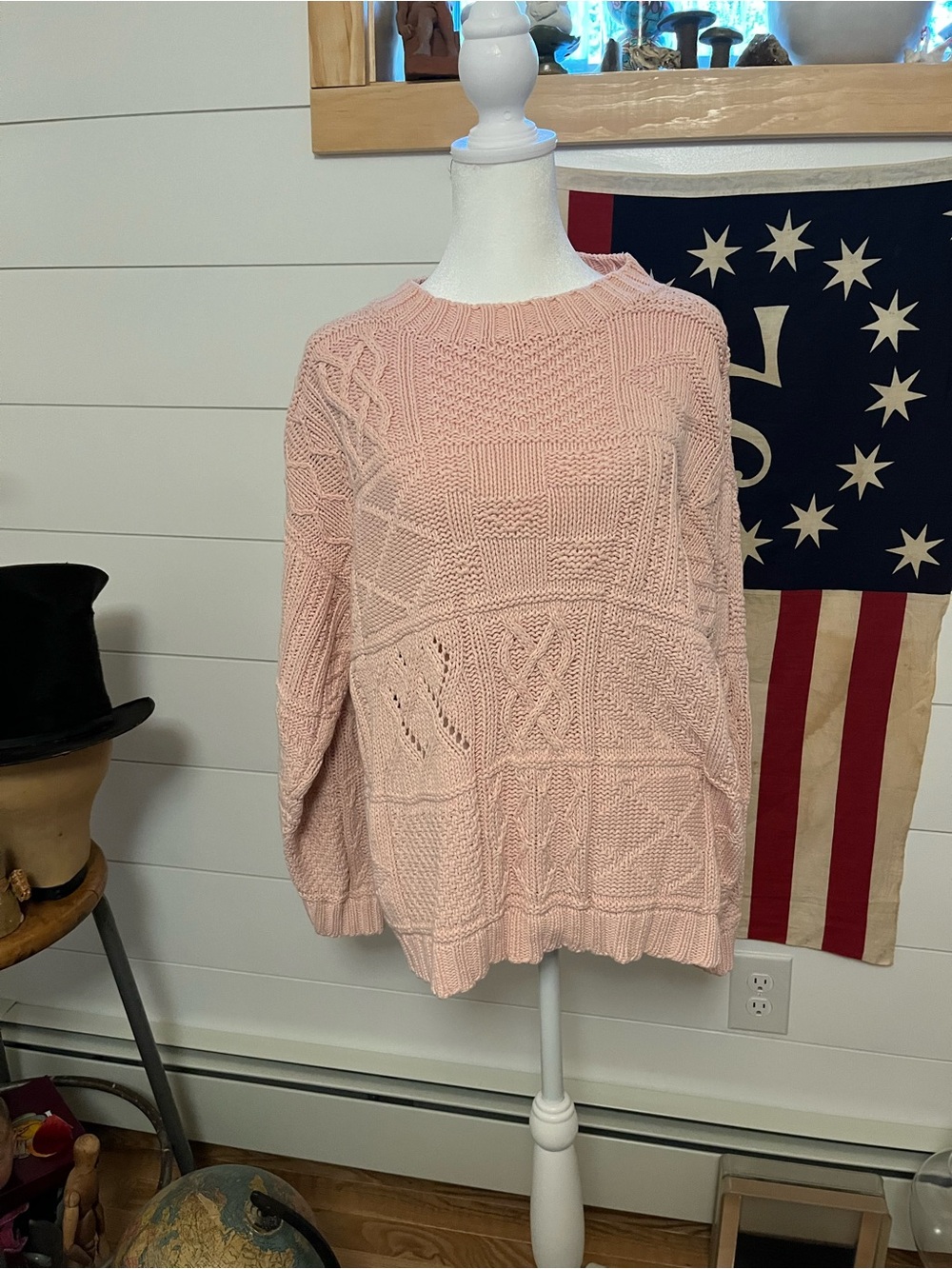 Vintage 90s Campagnie Internationale Express Cable Knit Sweater M Hong Kong